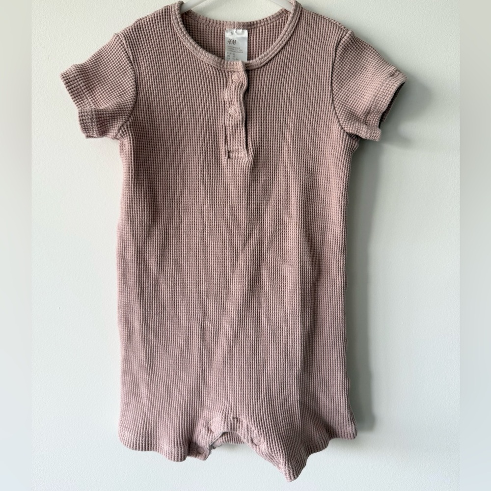 H&M Tan Neutral Waffle Knit Romper 2T